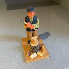 Wooden Carving Human Sculptures Antique Decorative Figurine of a Rustic Man