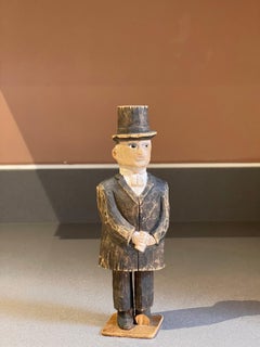 Wooden Carving Human Sculptures, Formal Dressed Antique Decorative Man Figurine