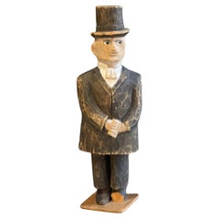 Wooden Carving Human Sculptures, Formal Dressed Antique Decorative Man Figurine