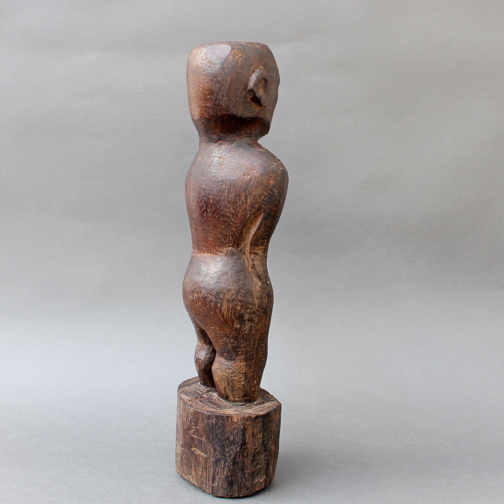 Tribal Wooden Carving or Sculpture of Standing Ancestral Figure from Timor, Indonesia