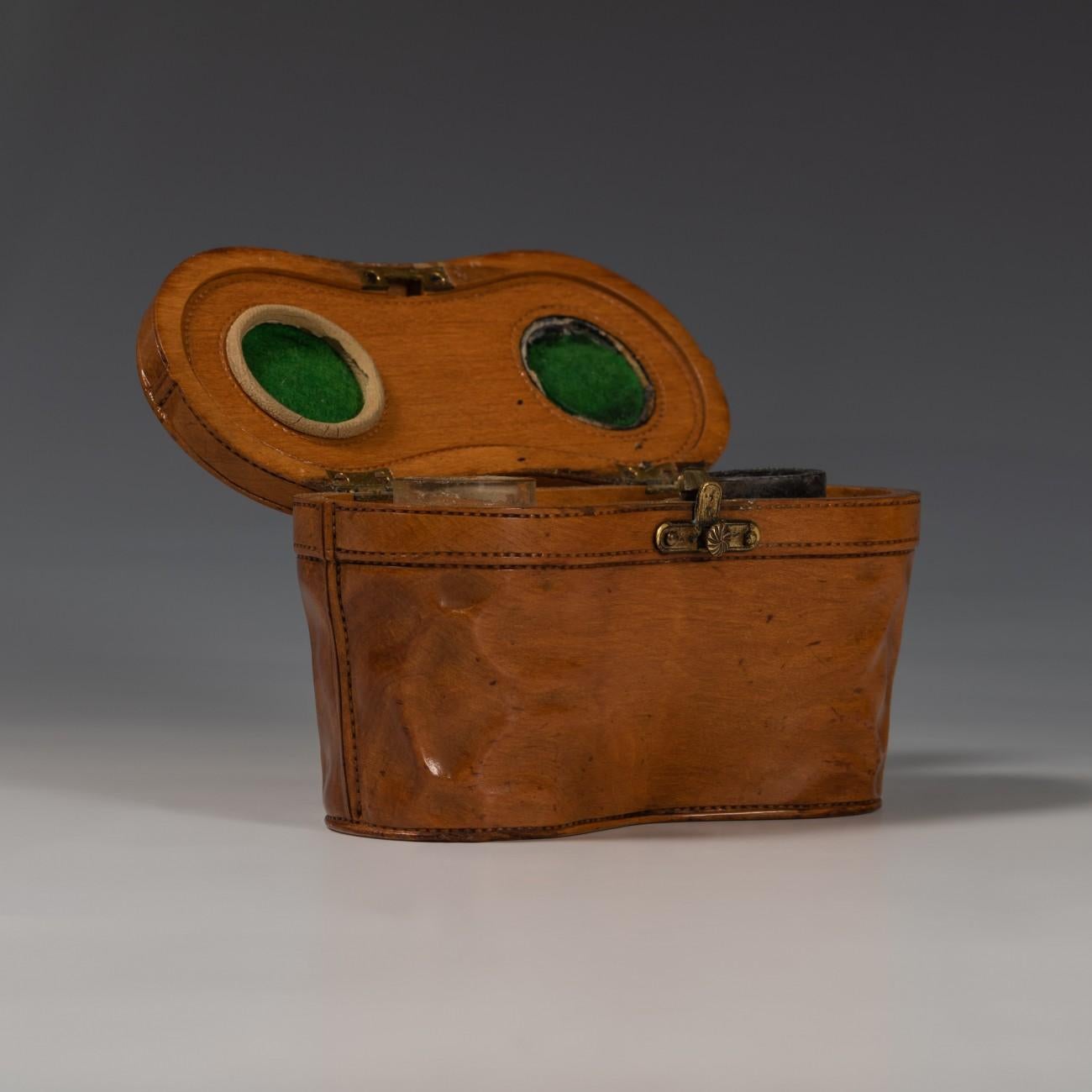 Wooden Cased Inkwell Intricately Modelled as a Binocular Case, circa 1900 For Sale 5