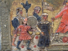 Scrigno in legno con decorazione a rilievo in pastiglia policroma e dorata, Italia, XV secolo.