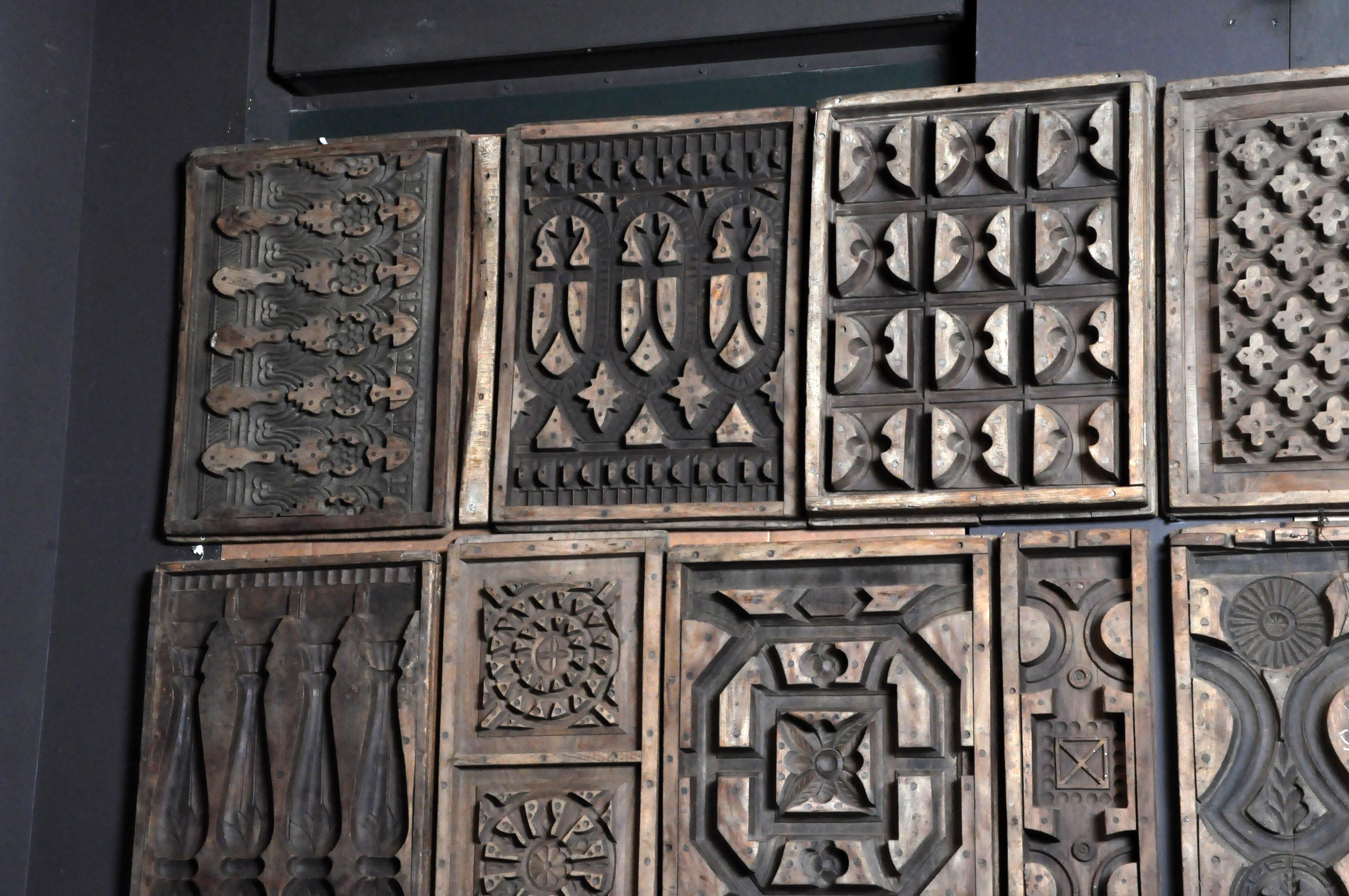 Wooden cement molds from India, circa 20th Century. Customizable arrangements. Call for additional info; custom configurations are possible. The price is for this particular arrangement. Wear consistent with age and use.
   