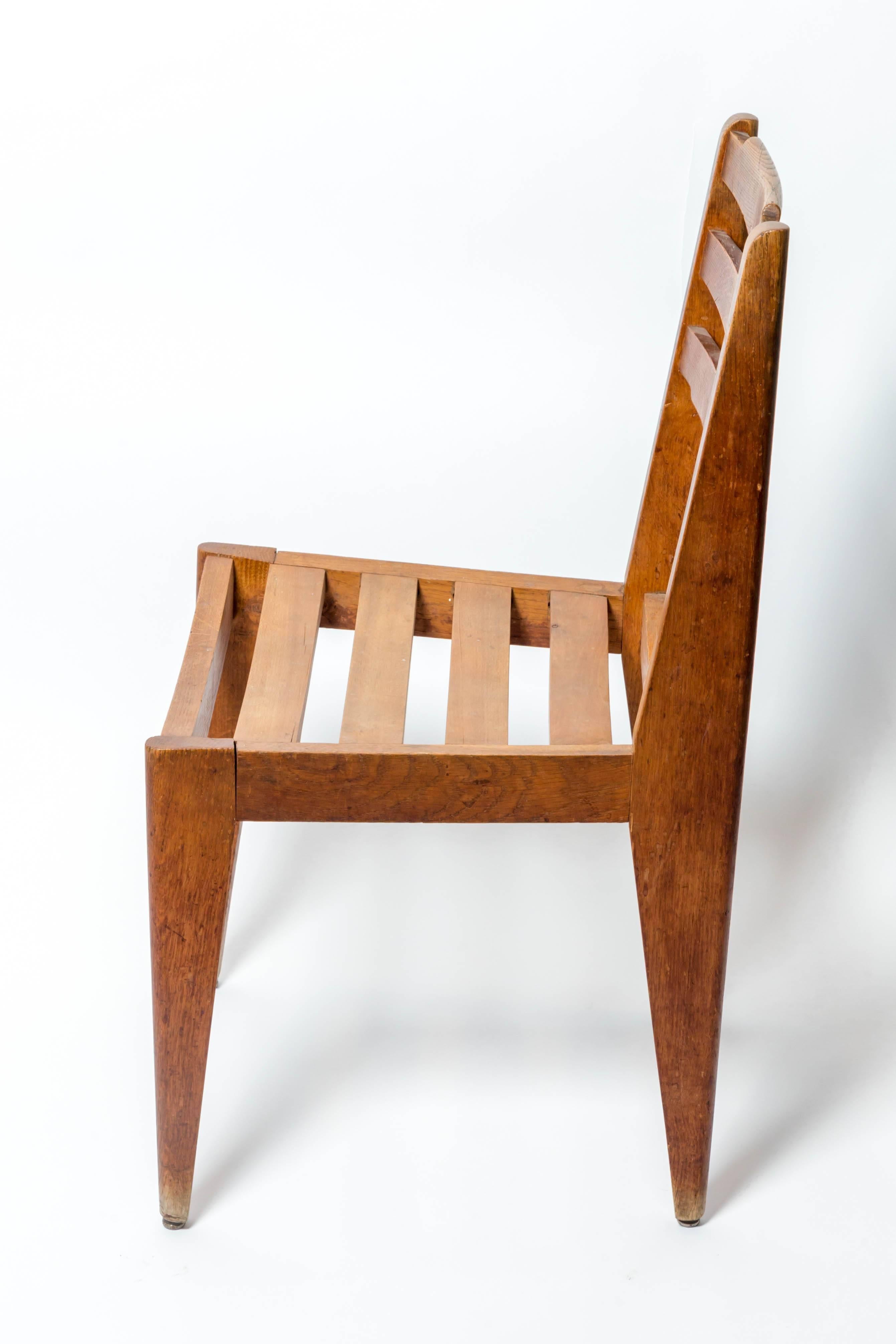 Mid-20th Century Wooden Chair Attributed to Gustave Gautier, France, c. 1950s For Sale