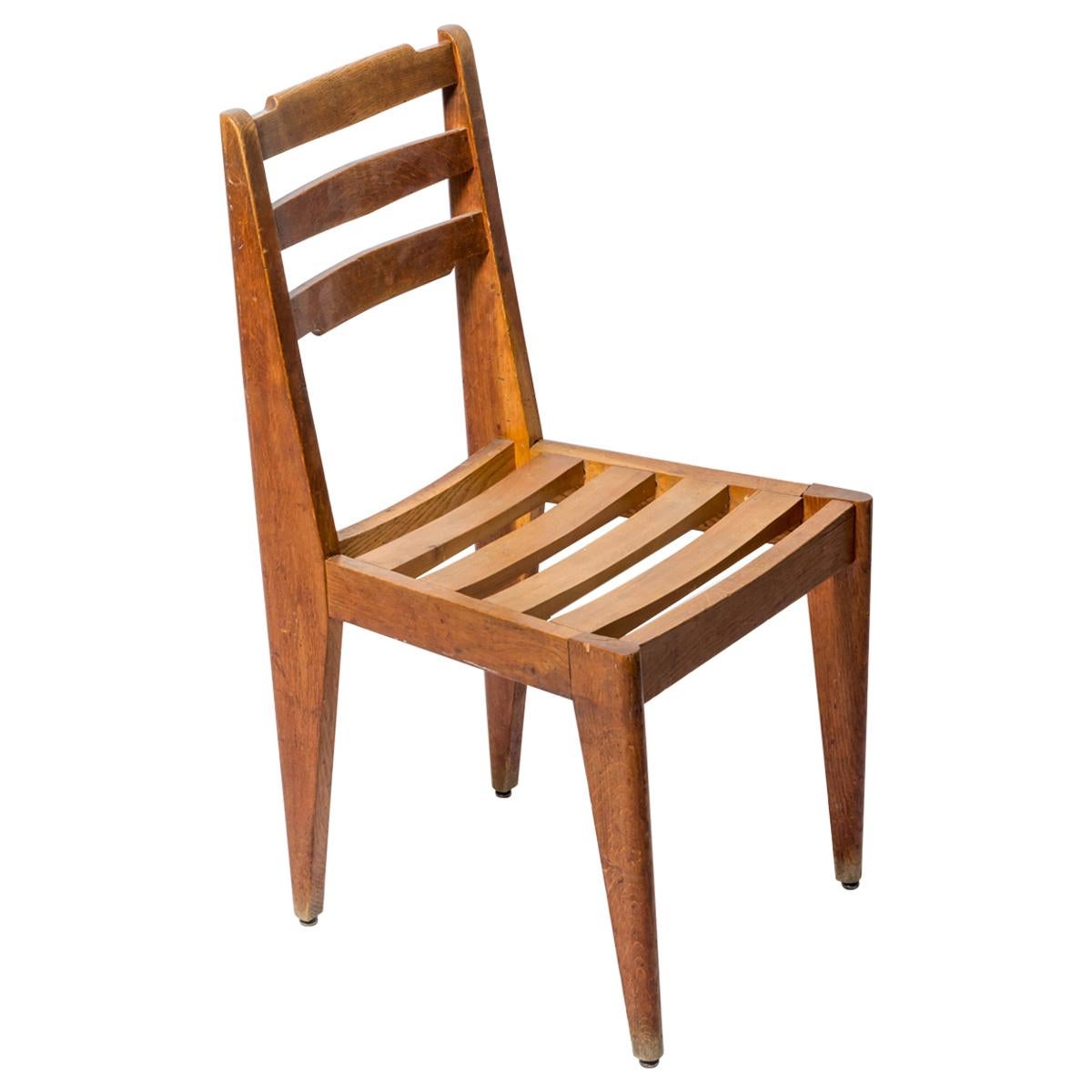 Wooden Chair Attributed to Gustave Gautier, France, c. 1950s