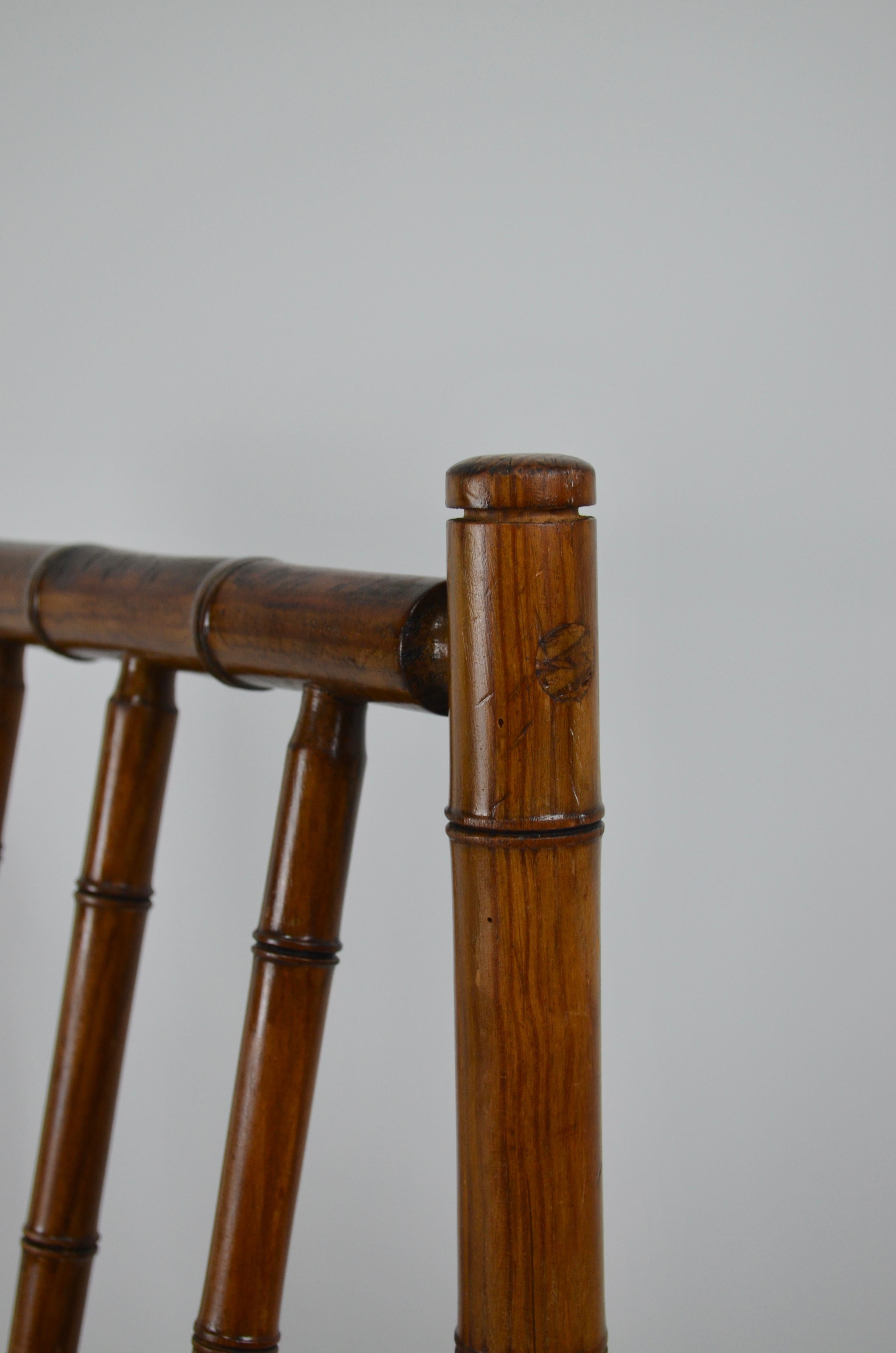 Wooden Chair in Faux Bamboo, France, 1970s For Sale 4