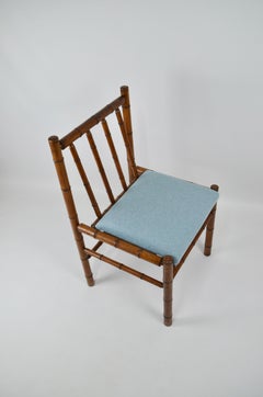 Silla de madera en imitación de bambú, Francia, años 70