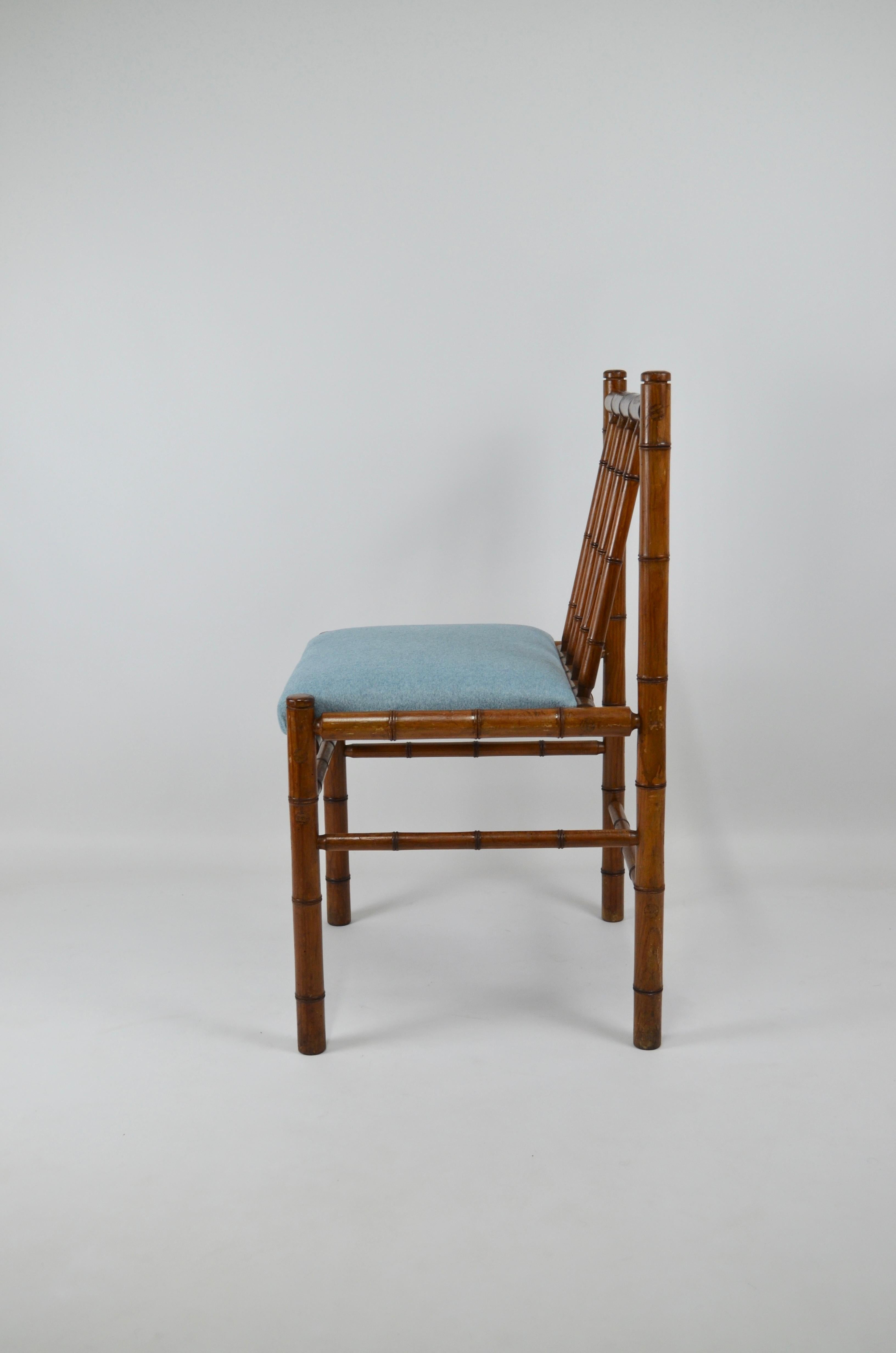 French Wooden Chair in Faux Bamboo, France, 1970s For Sale