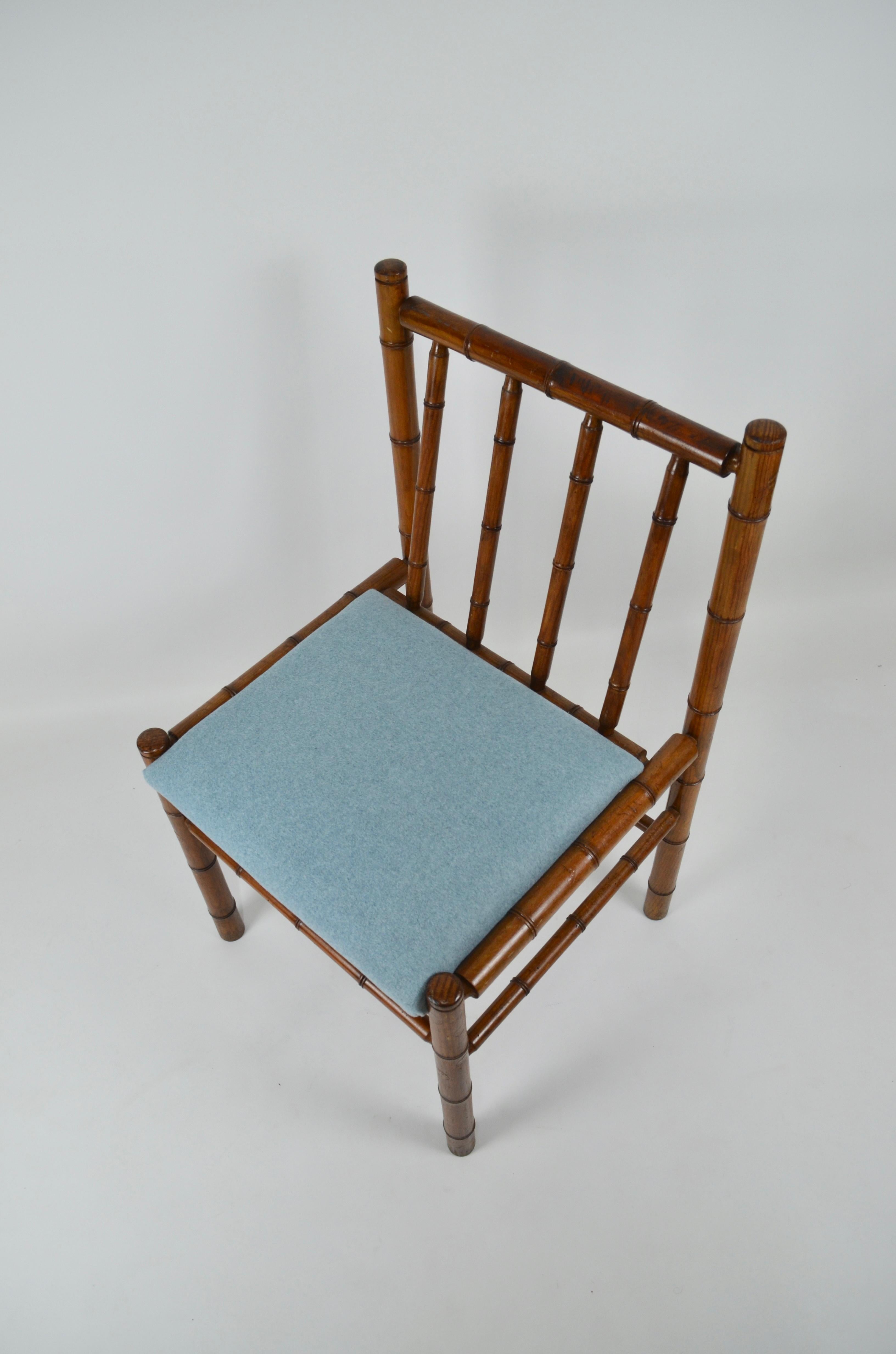 Fin du 20e siècle Chaise en bois et faux bambou, France, 1970 en vente