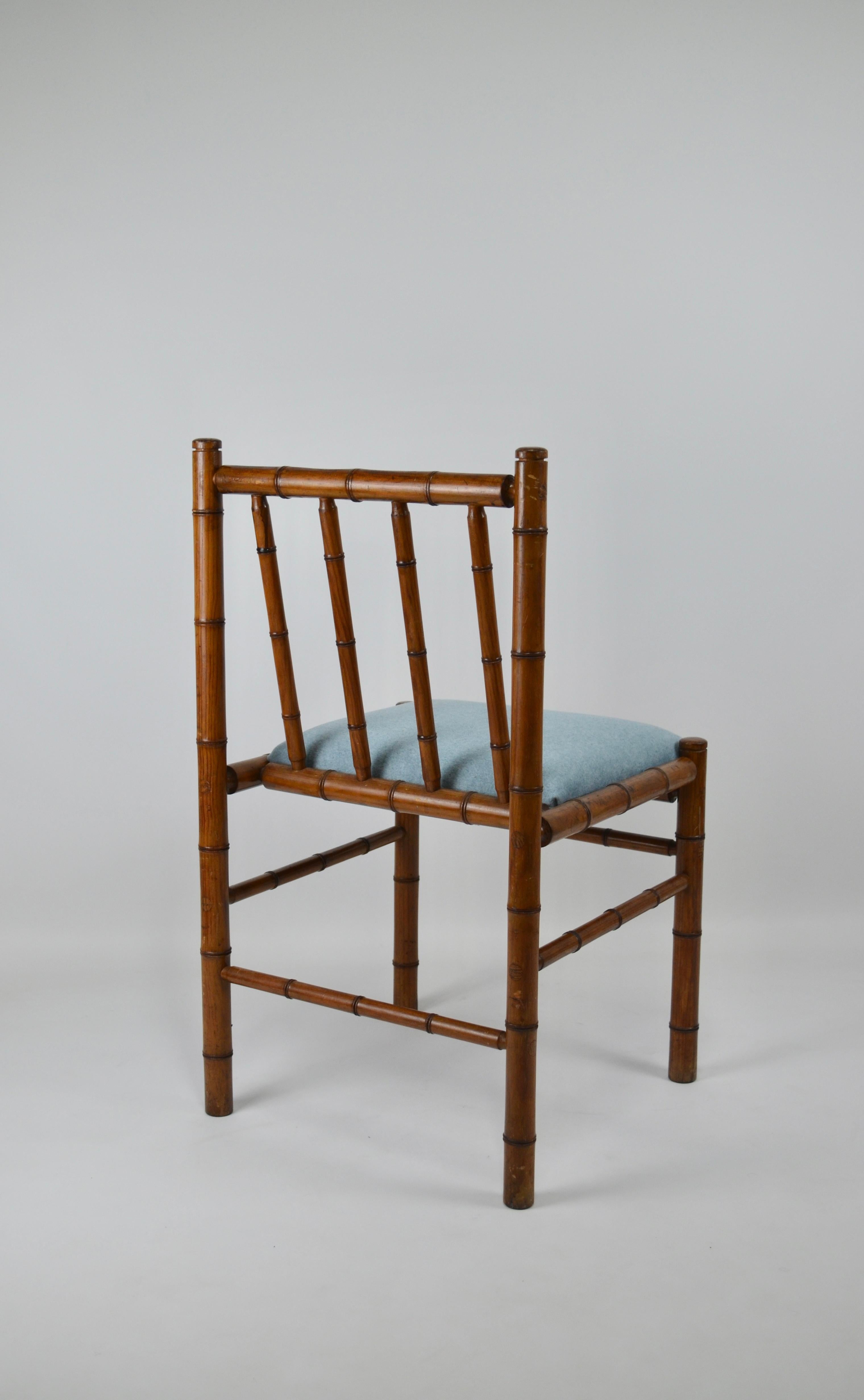 Wooden Chair in Faux Bamboo, France, 1970s For Sale 2