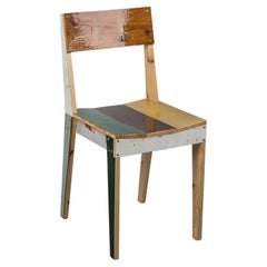 Wooden chair in high gloss lacquer, Oak Chair in Scrapwood by Piet Hein Eek