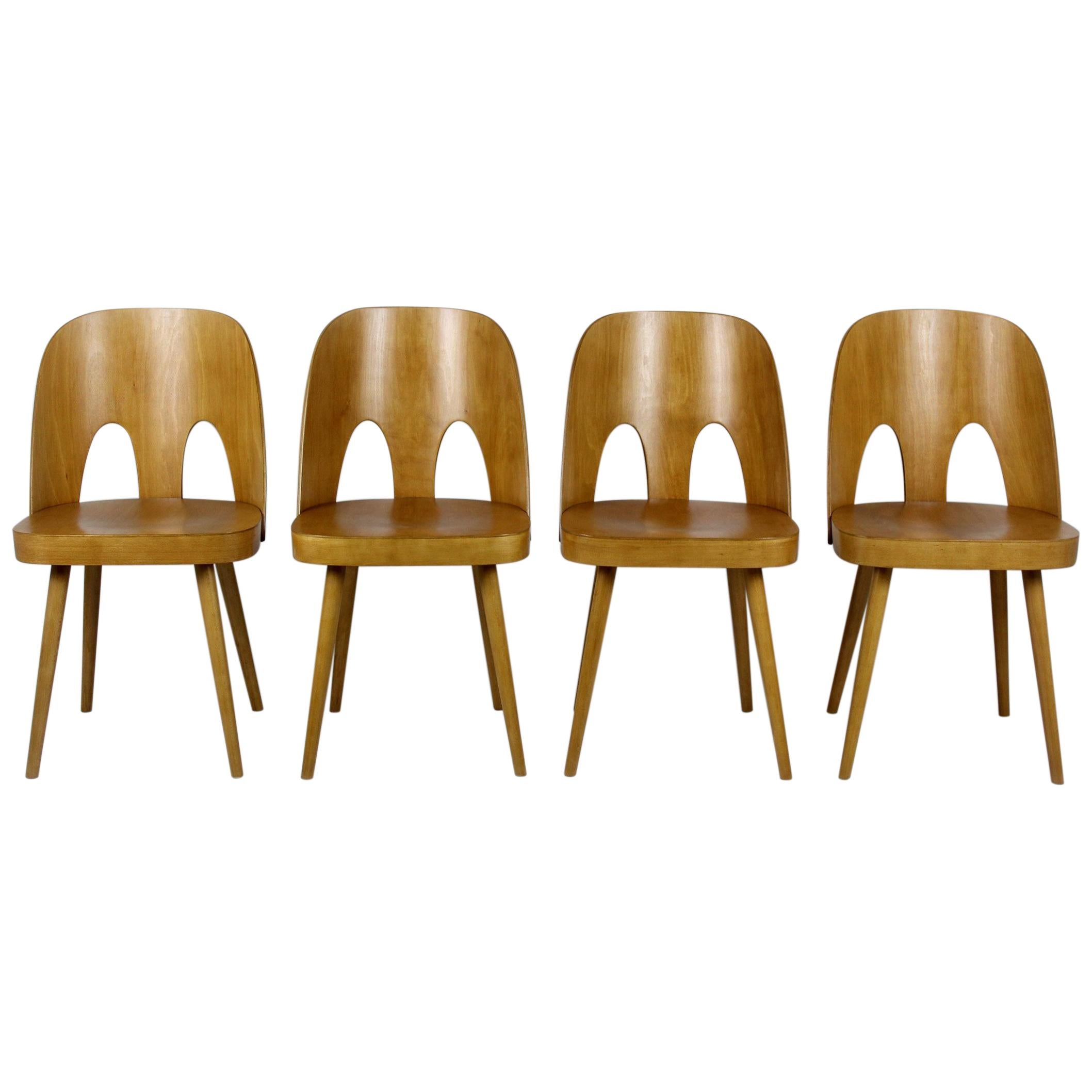 Wooden Chairs by Oswald Haerdtl for TON, 1960s, Set of Four at 1stDibs