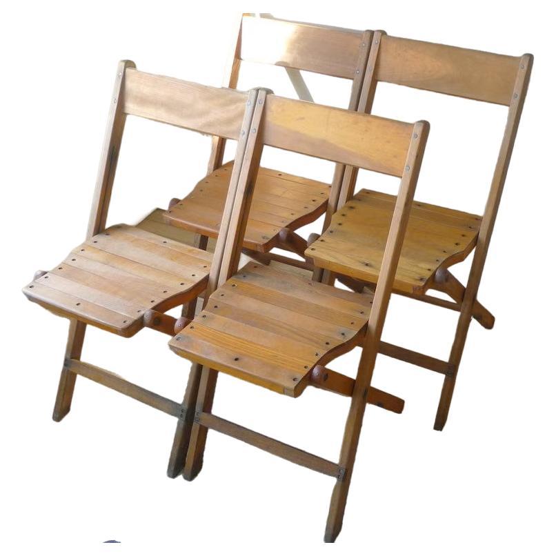 Wooden Chairs Folding, Set of 4; Vintage Palmer Snyder, circa 1930s, Free ship