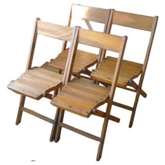 Wooden Chairs Folding, Set of 4; Vintage Palmer Snyder, circa 1930s, Free ship