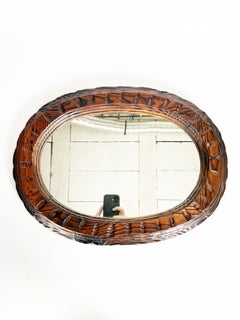 Wooden chalet mirror, dark brown, France, 1960