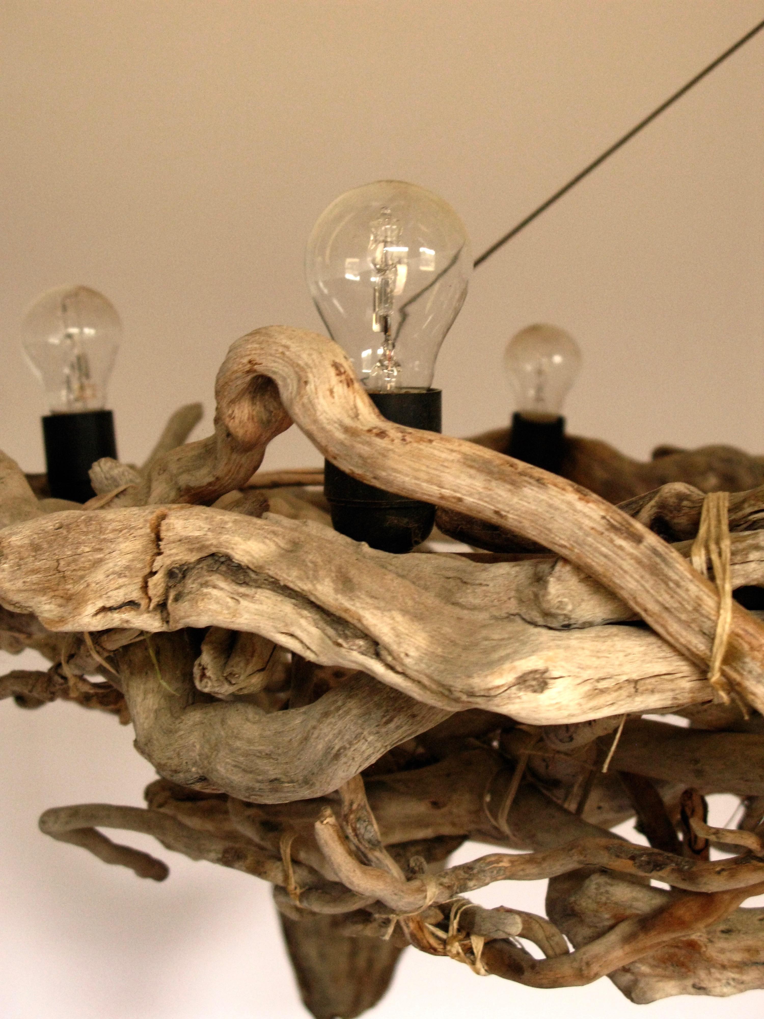 Spanish Wooden Chandelier, 3M Design, Driftwood, Origin Spain, Modern, Wood, Hang Lamp