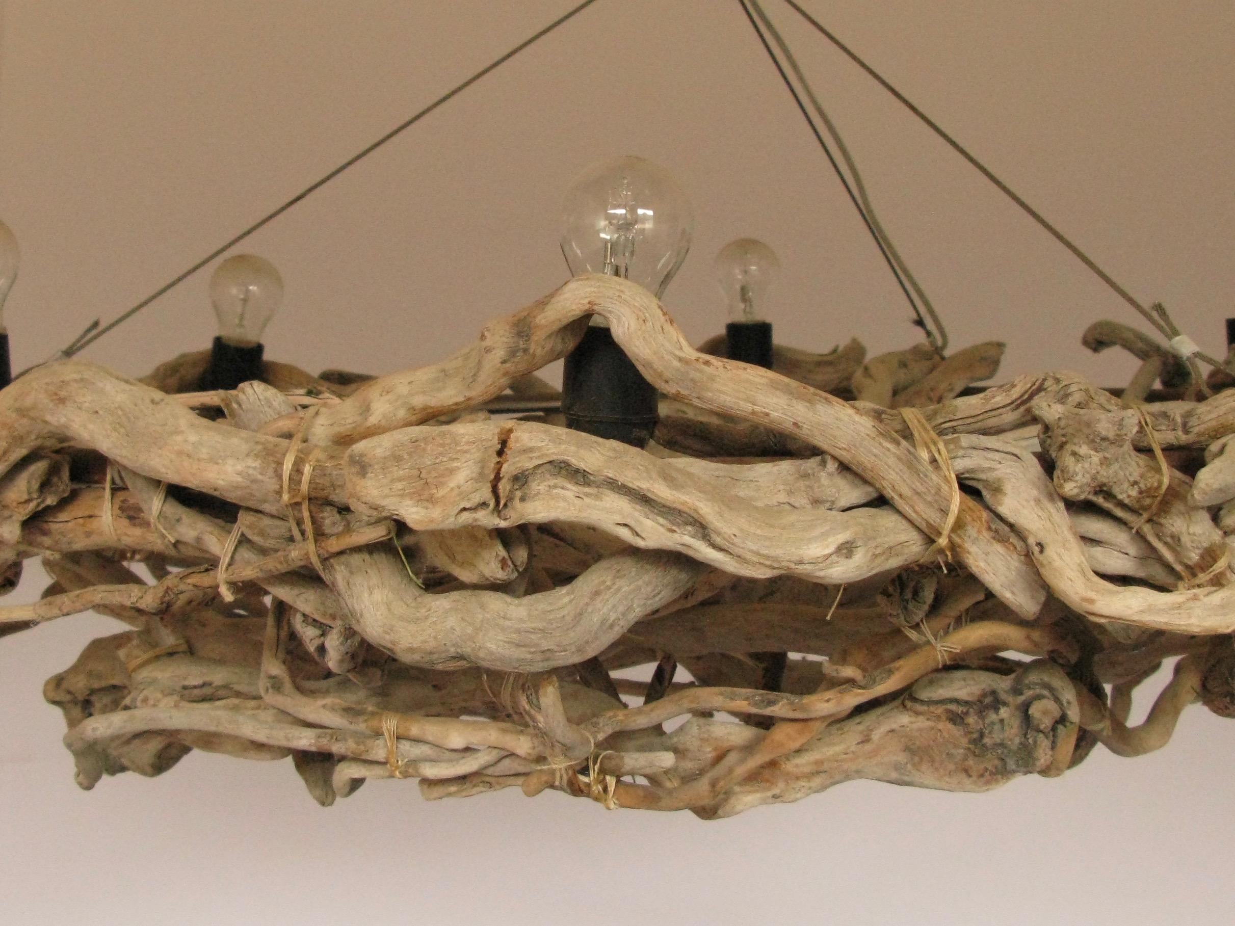 Hand-Crafted Wooden Chandelier, 3M Design, Driftwood, Origin Spain, Modern, Wood, Hang Lamp