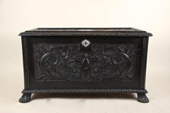Wooden Chest Baroque Revival Hand Carved, Austria, circa 1880