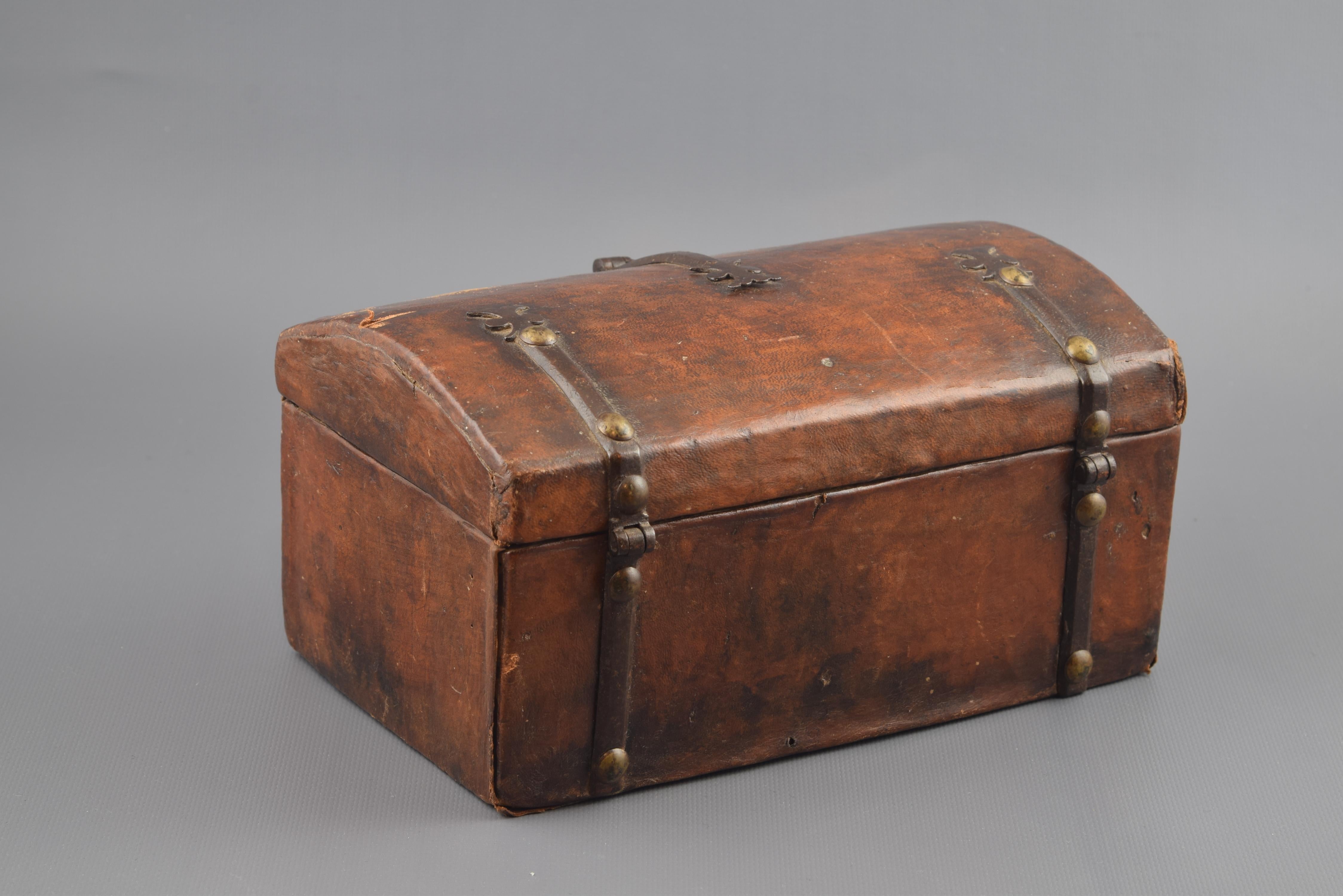 Wooden Chest, Leather and Metal, 17th Century 2