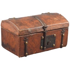 Wooden Chest, Leather and Metal, 17th Century