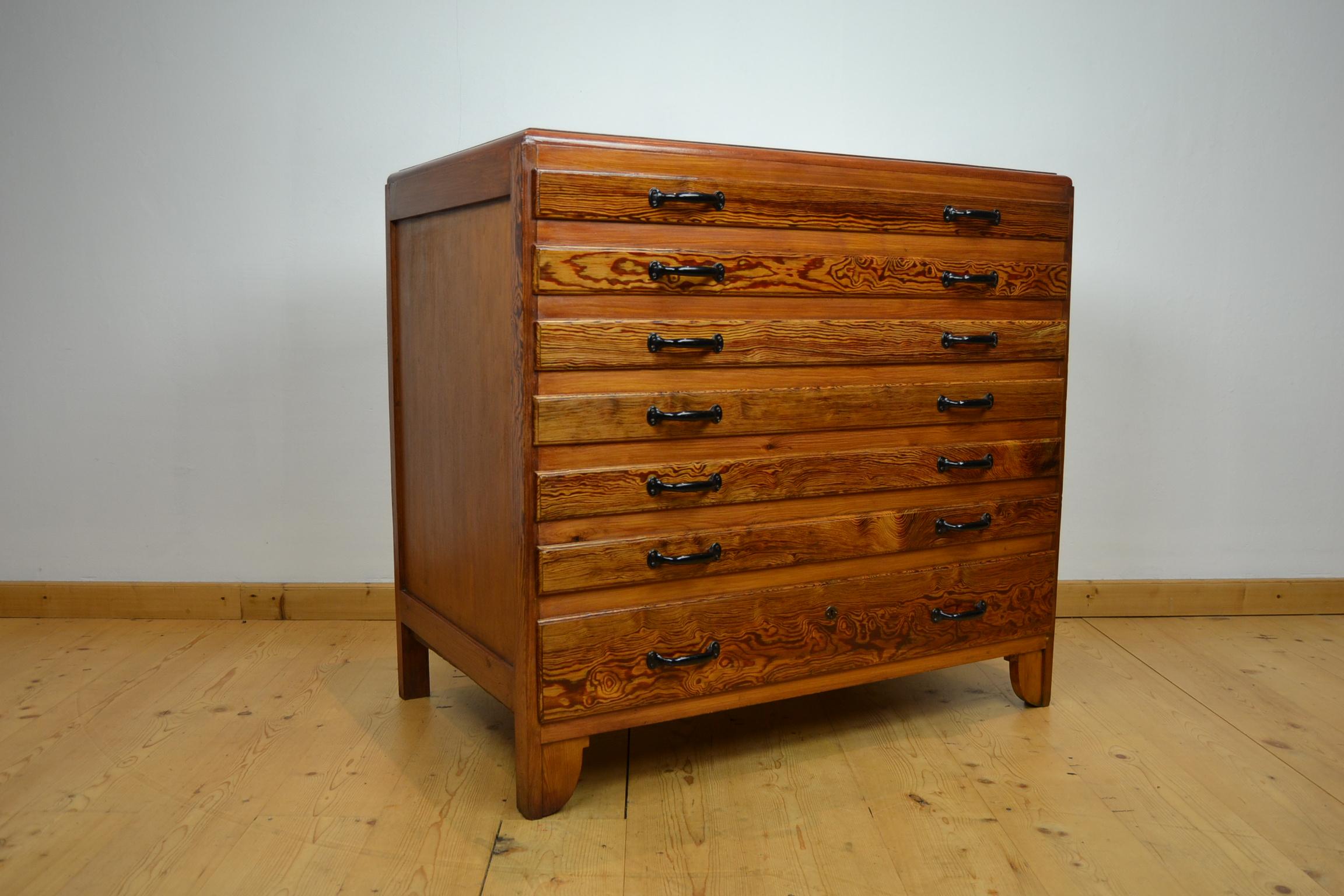 Wooden Chest of Drawers with 7 Drawers, 1950s 4