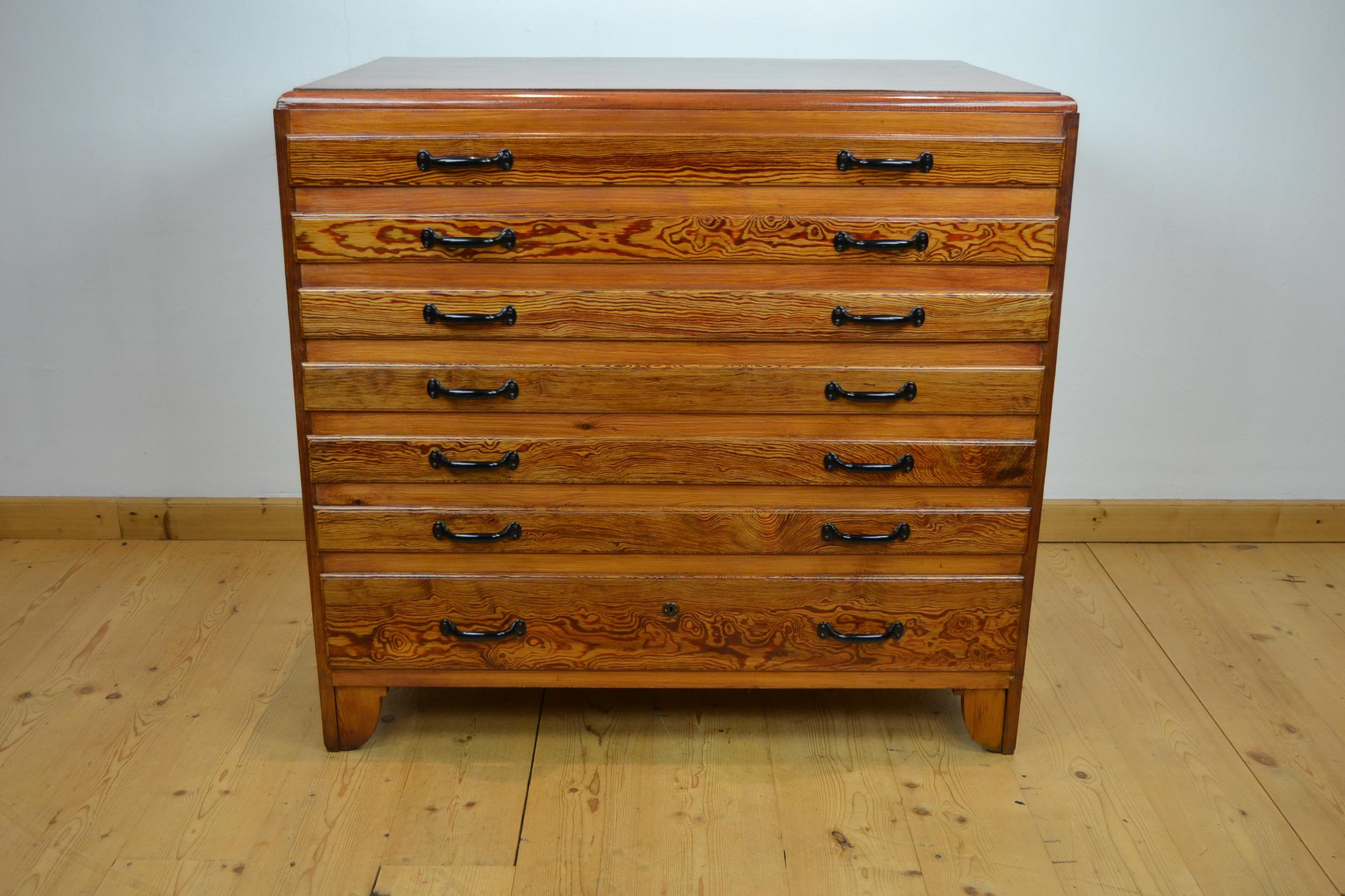 Wooden Chest of Drawers with 7 Drawers, 1950s 13