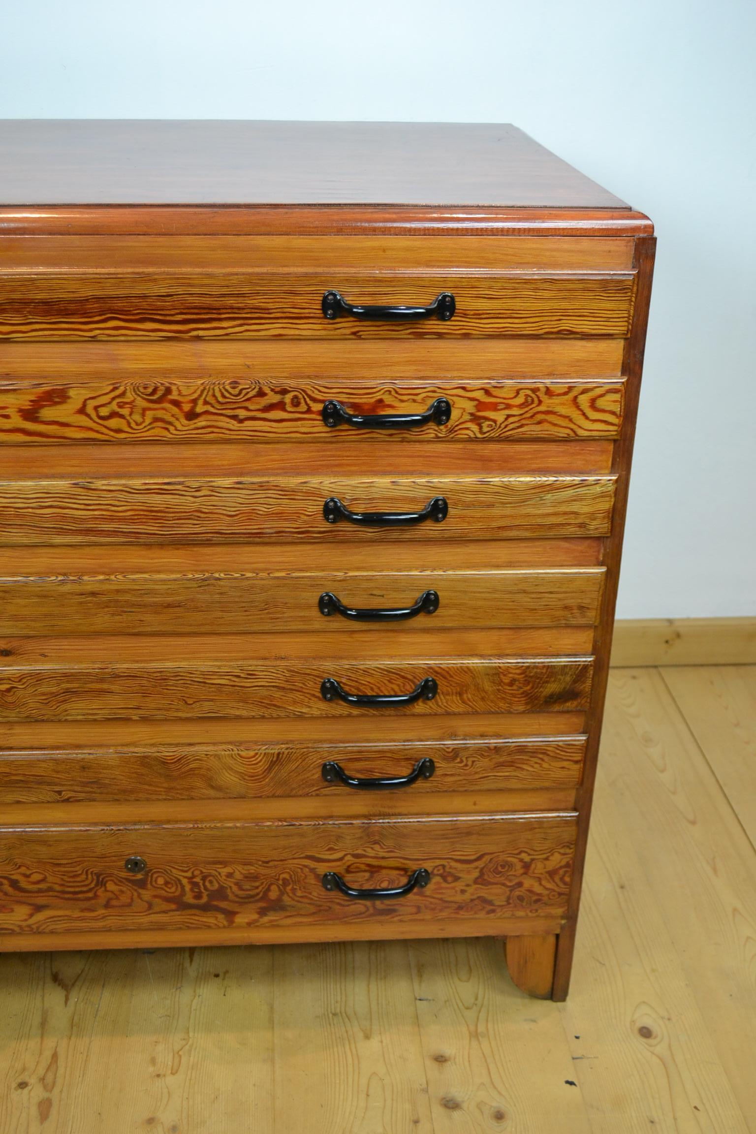 European Wooden Chest of Drawers with 7 Drawers, 1950s