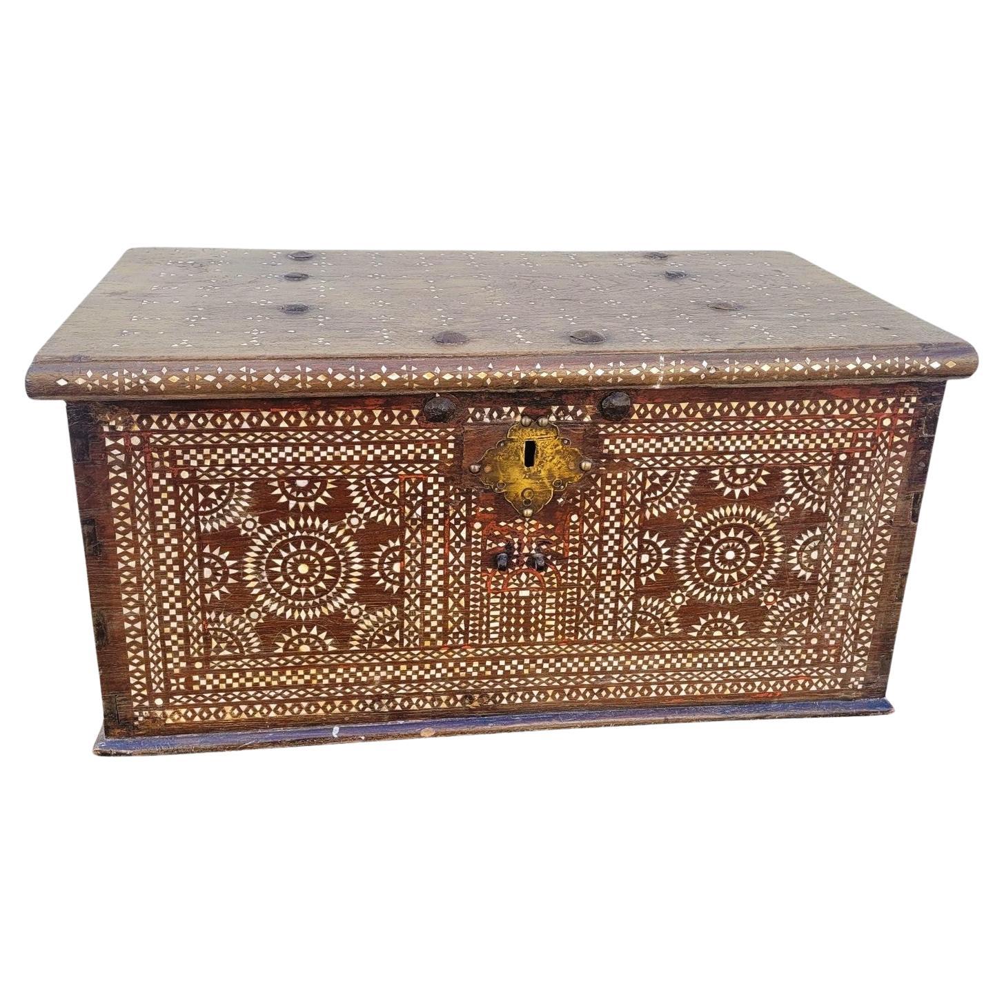 Wooden Chest With Mother-of-pearl Marquetry, Syria, 19th Century