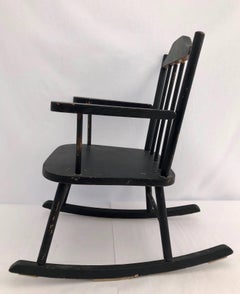 Wooden Child's Rocking Chair with Spindle Back, Painted Black