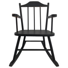 Wooden Child's Rocking Chair with Spindle Back, Painted Black