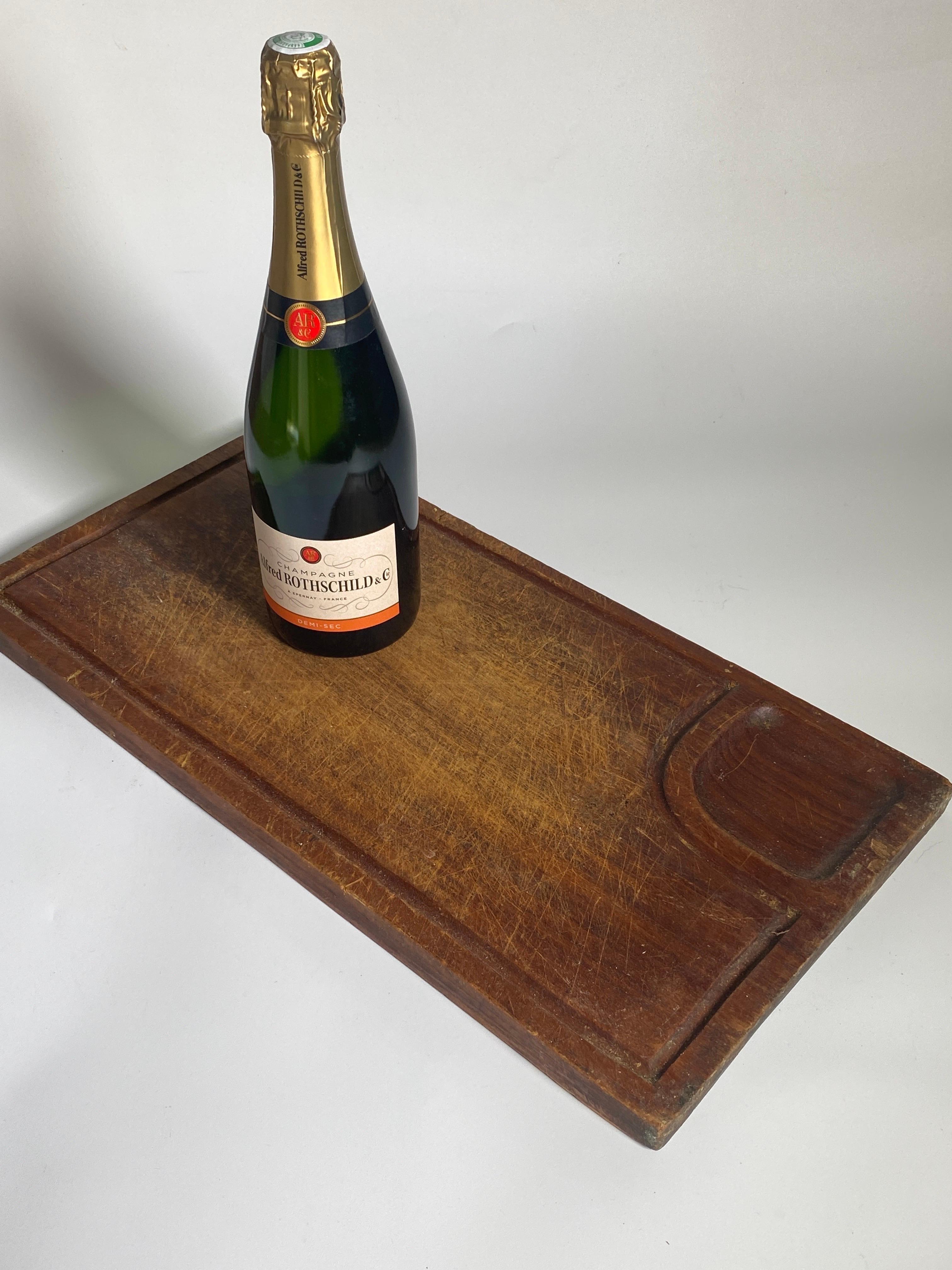 Wooden Chopping or Cutting Board, Old Patina, Brown Color French 20th Century For Sale 1