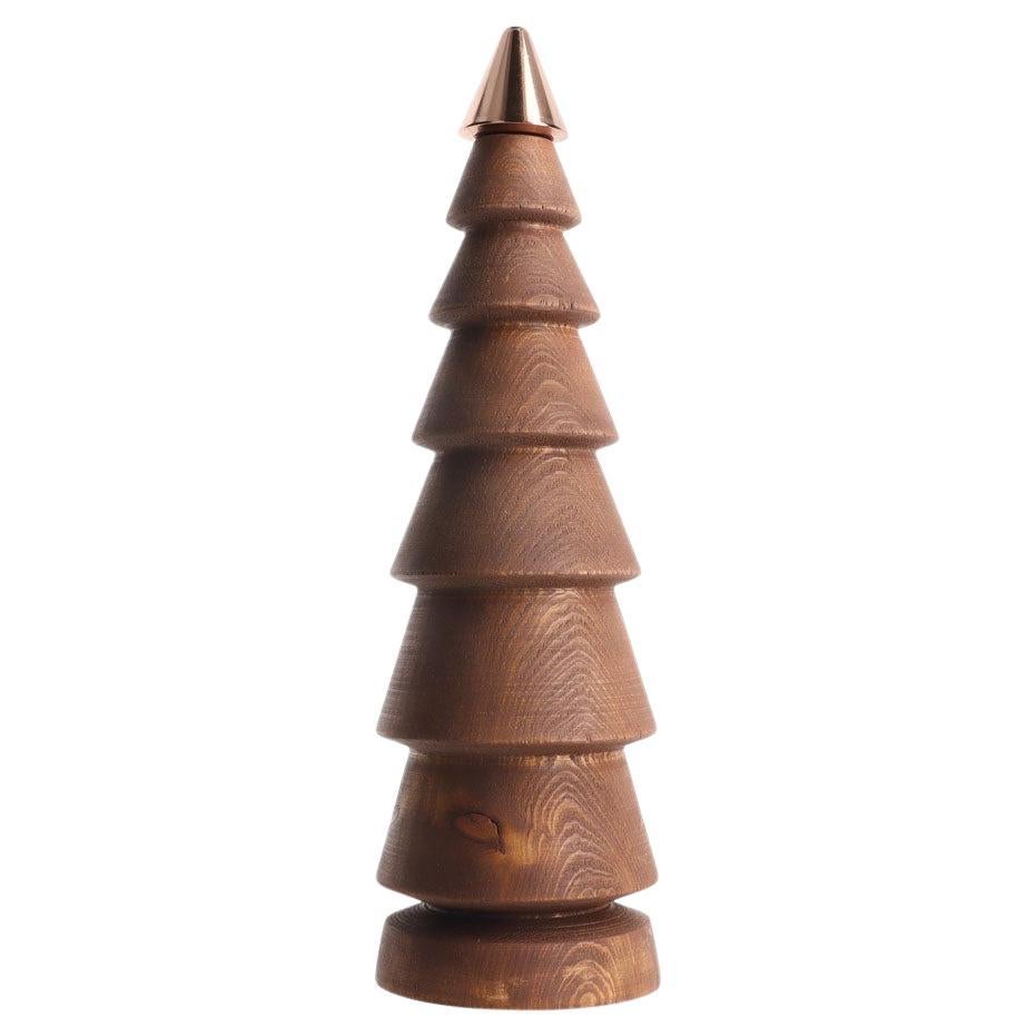 Weihnachtsbaumtanne aus Holz - Zeder mit Bronzespitze, groß