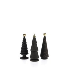 Wooden Christmas Tree Set – Brass-Tipped Brown Cedar, Medium Size