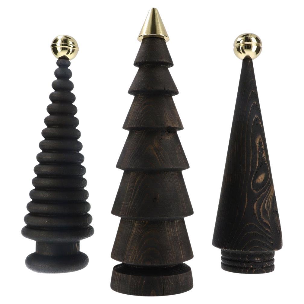 Wooden Christmas Tree Set – Brass-Tipped Cedar, Large Size
