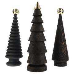 Wooden Christmas Tree Set – Brass-Tipped Cedar, Large Size