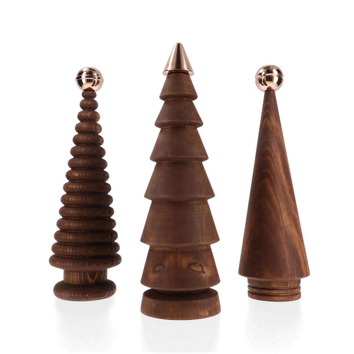 Holz-Weihnachtsbaum-Set - Zeder mit Bronze-Spitze, groß (Handgefertigt) im Angebot
