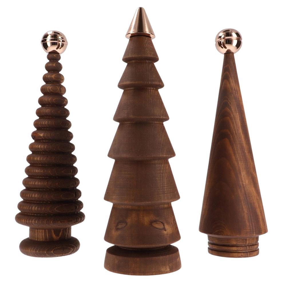 Set de árbol de Navidad de madera - Cedro con punta de bronce, grande