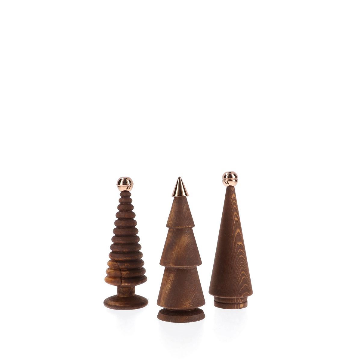 Holz-Weihnachtsbaum-Set - Zeder mit Bronzespitze, mittelgroß (Türkisch) im Angebot
