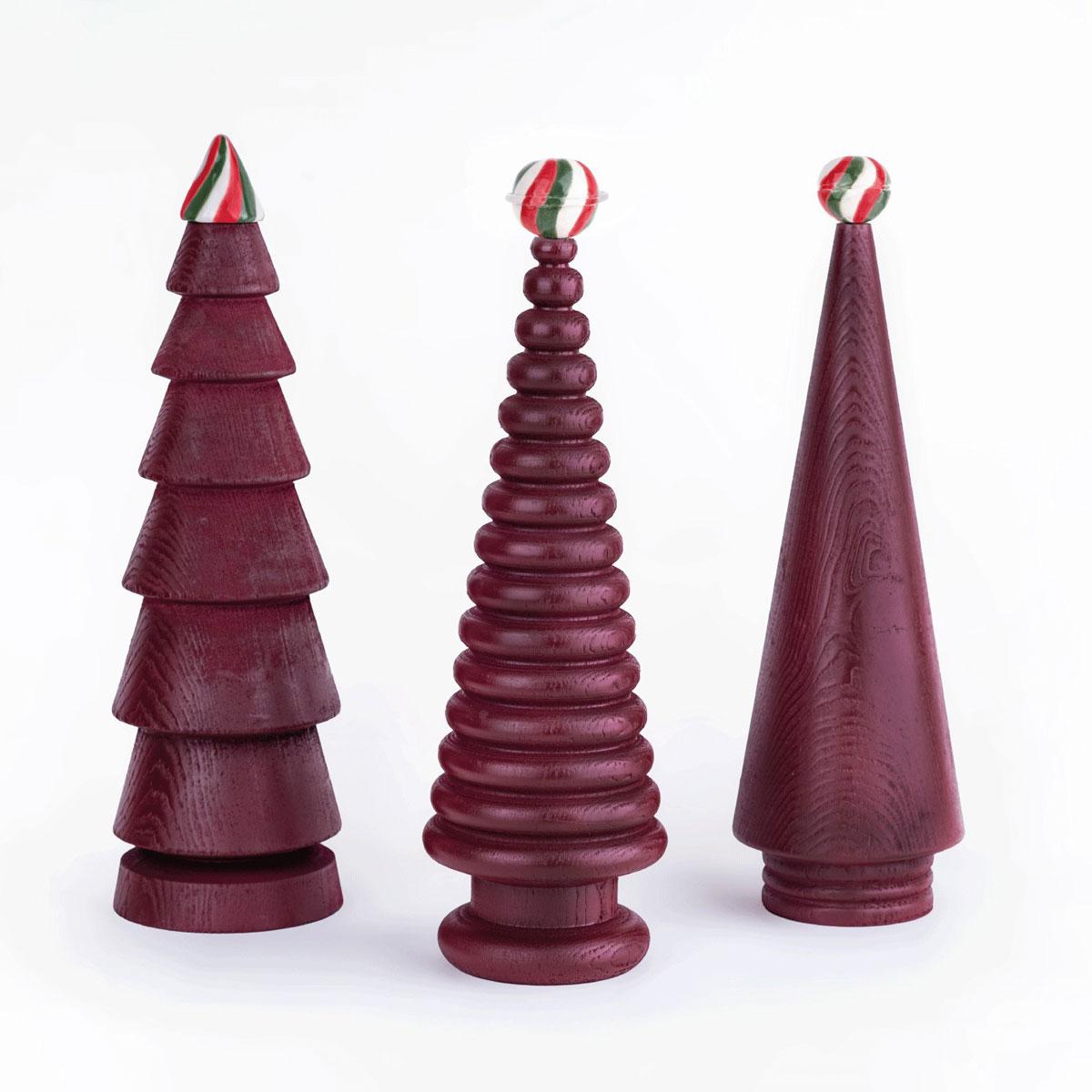 Weihnachtsbaum-Set aus Holz - Zeder mit Keramikspitze, groß (Moderne) im Angebot