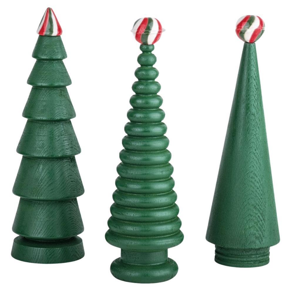Wooden Christmas Tree Set – Cedar with Ceramic Tip, Large Size For Sale
