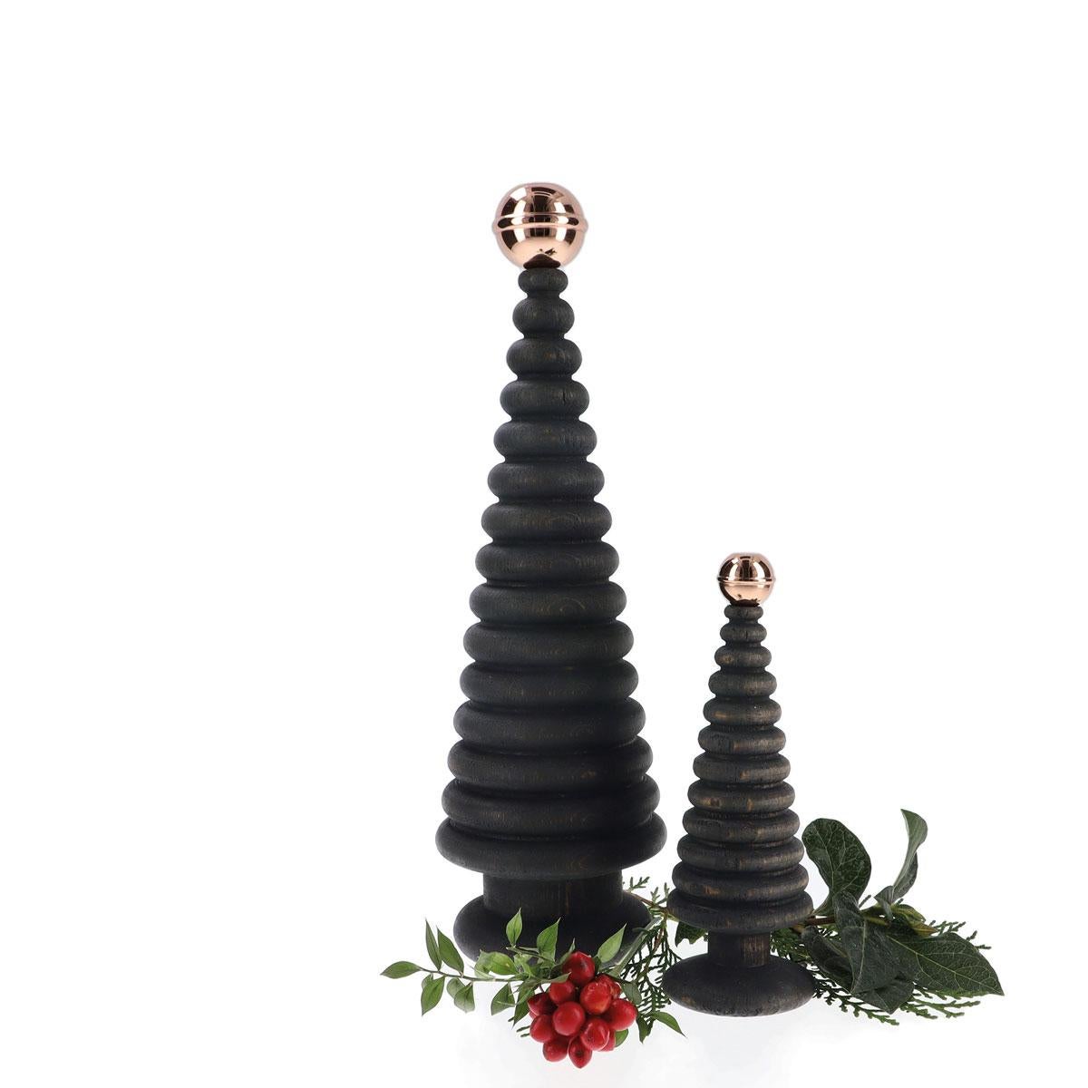 Holz-Weihnachtsbaum-Set, Duo CEDAR - Zeder mit Bronzespitze (Handgefertigt) im Angebot