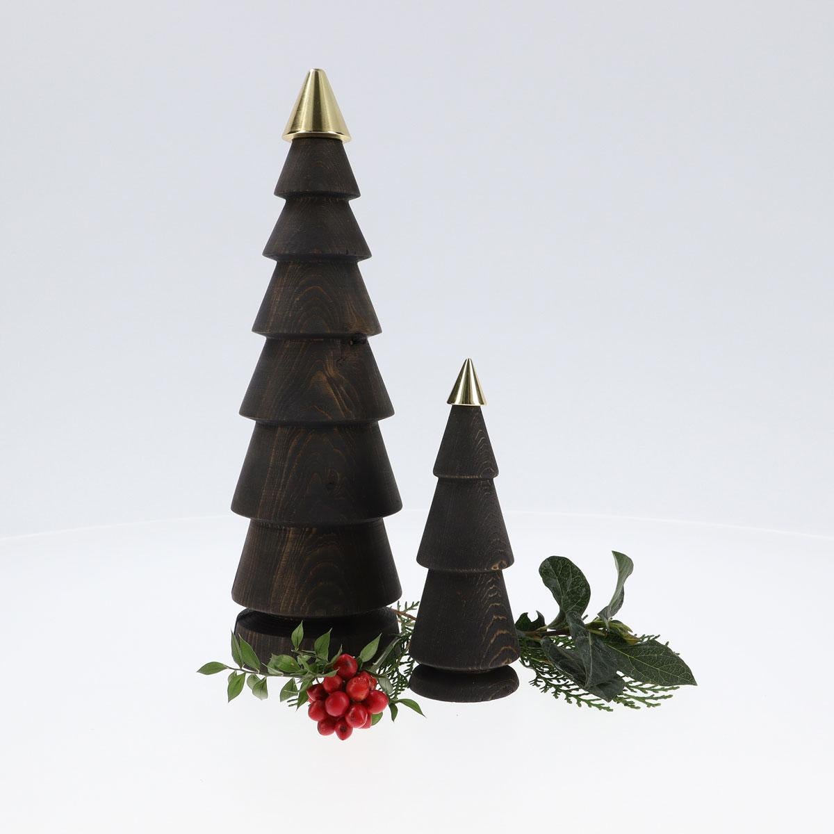 Moderno Set di alberi di Natale in legno, Duo FIR - Cedro con punta in ottone in vendita