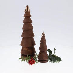 Ensemble de sapins de Noël en bois, Duo FIR - Cèdre avec pointe en bronze