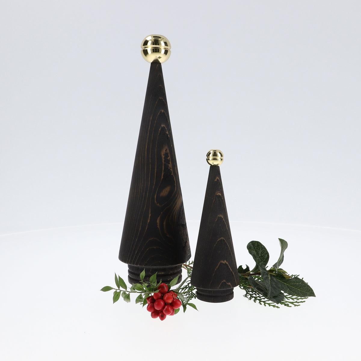 Weihnachtsbaum-Set aus Holz, Duo JUNIPER - Zeder mit Messingspitze (Moderne) im Angebot