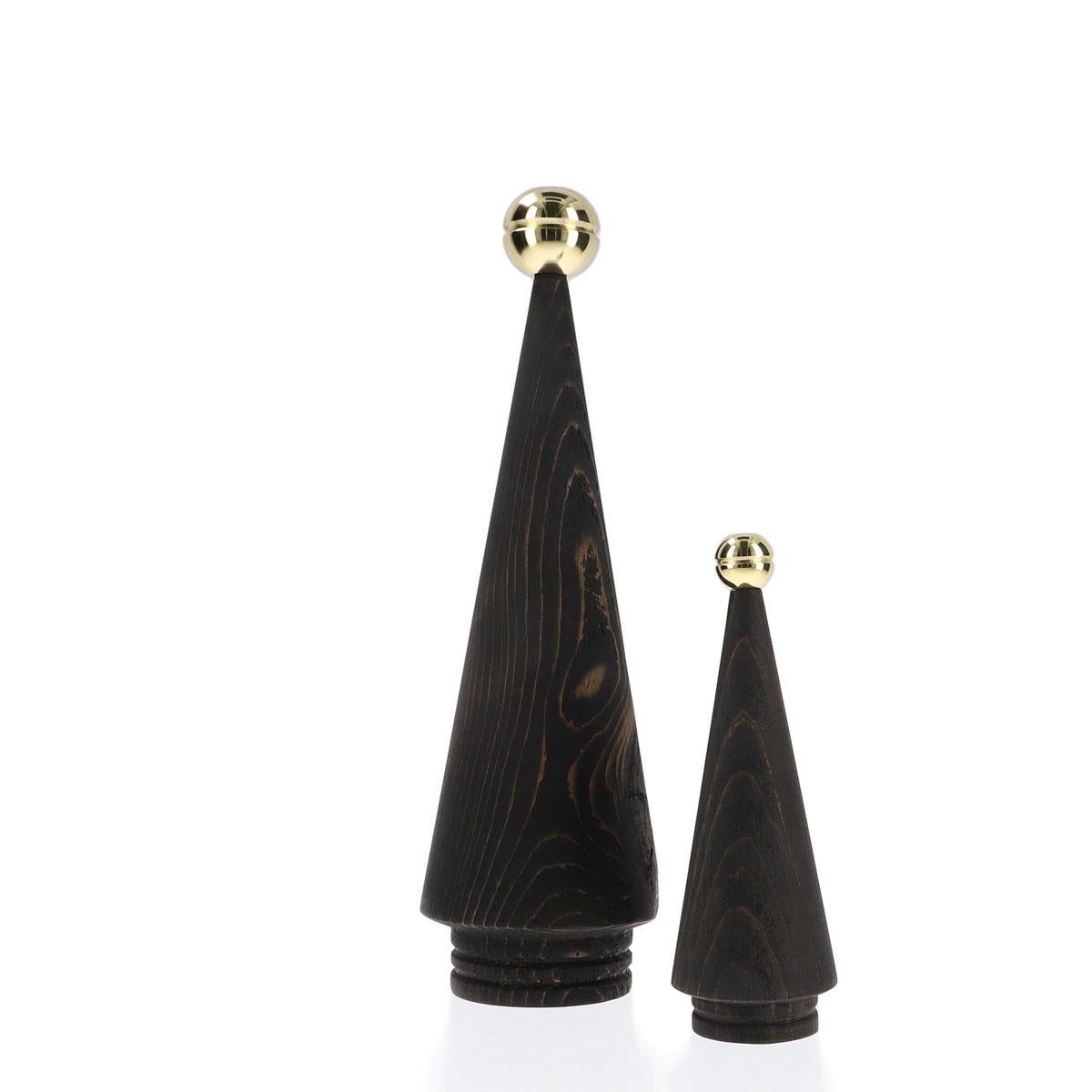 Weihnachtsbaum-Set aus Holz, Duo JUNIPER - Zeder mit Messingspitze (Türkisch) im Angebot