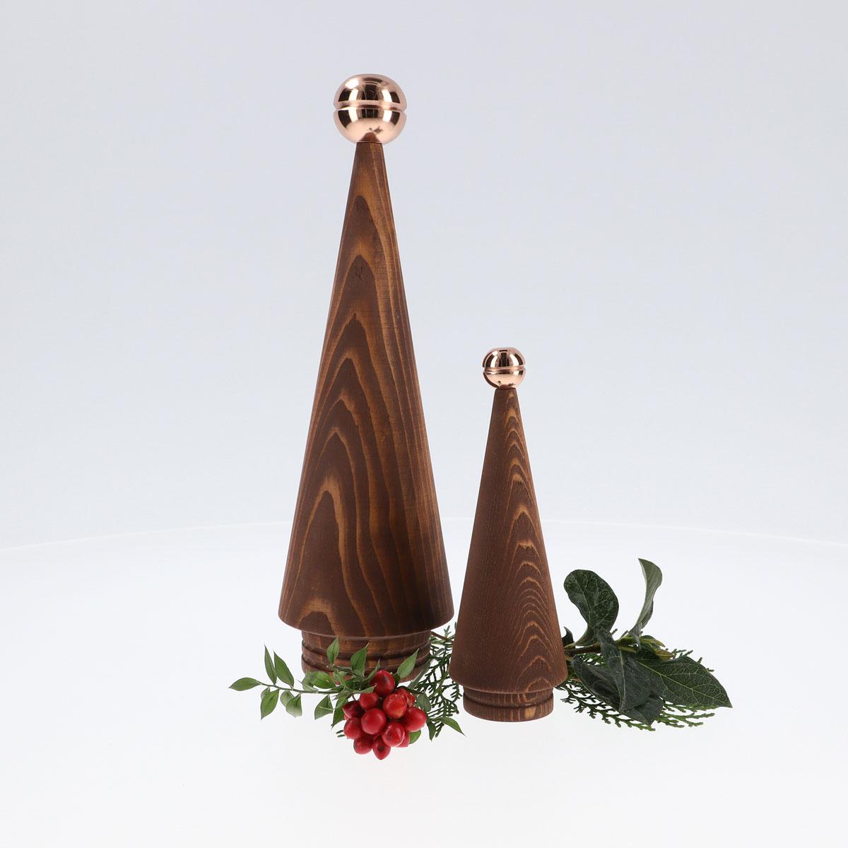 Holz-Weihnachtsbaum-Set, Duo JUNIPER - Zeder mit Bronzespitze (Türkisch) im Angebot