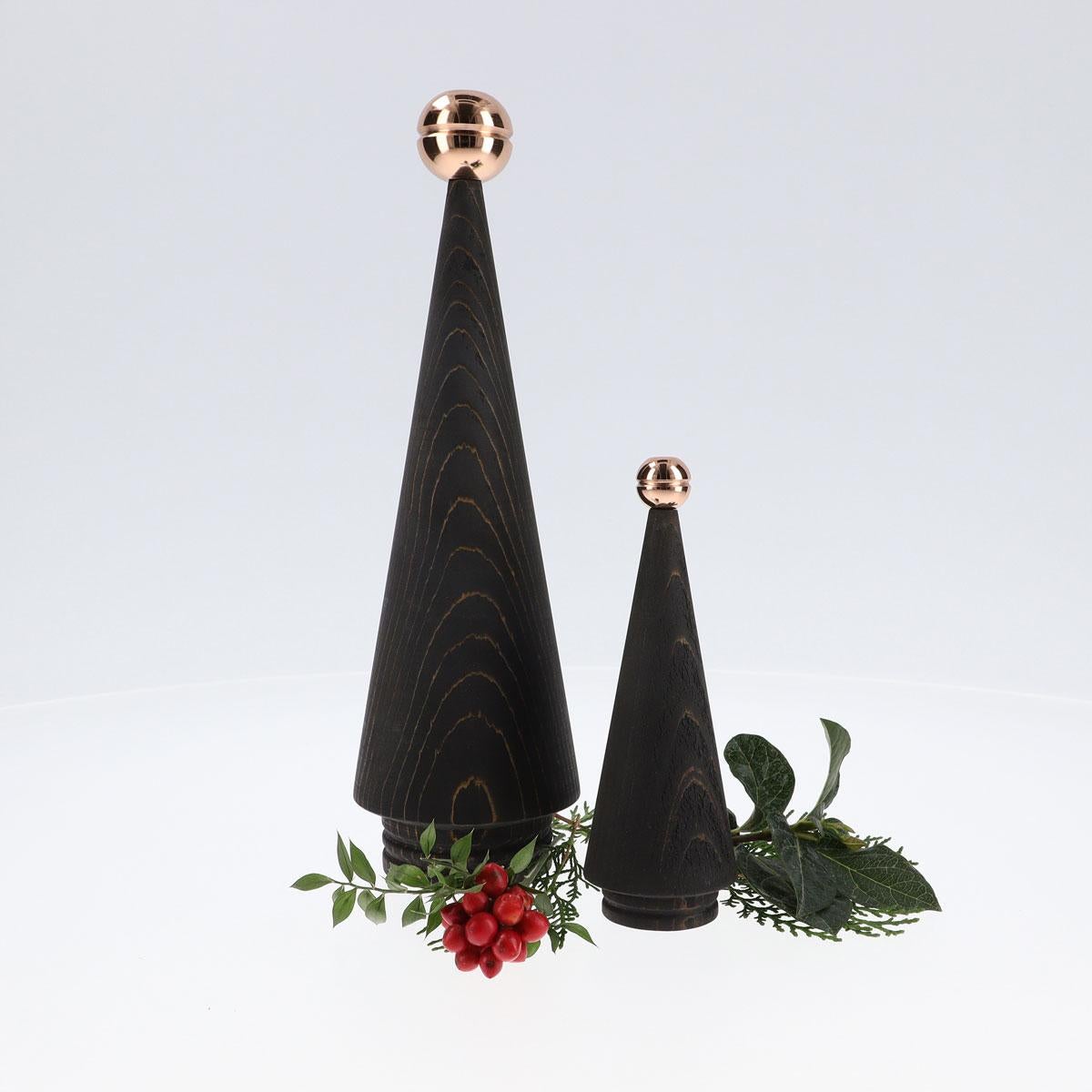 Holz-Weihnachtsbaum-Set, Duo JUNIPER - Zeder mit Bronzespitze (Türkisch) im Angebot