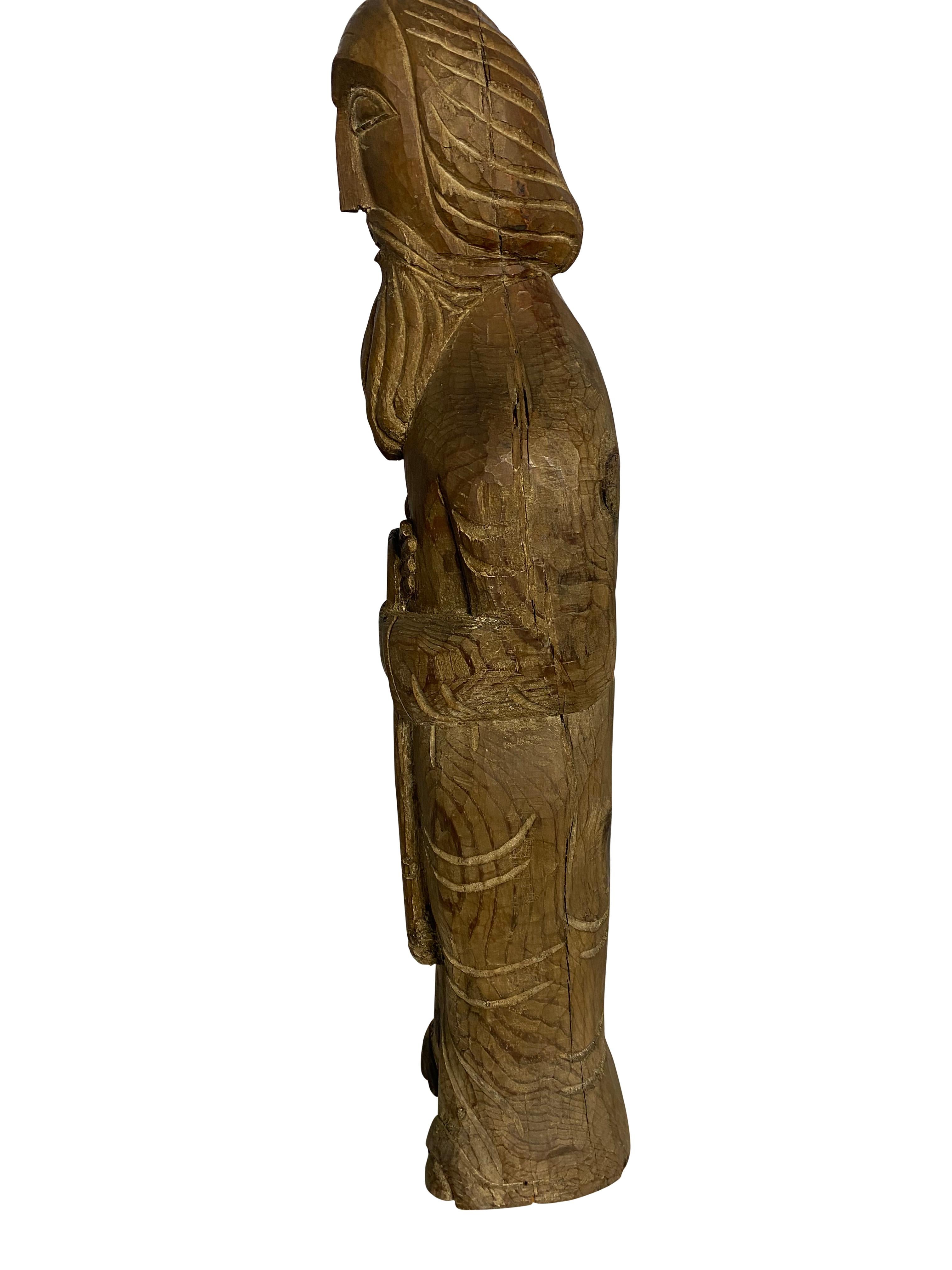 Wooden Church Figure of Saint Peter, 18th-19th Century For Sale 4