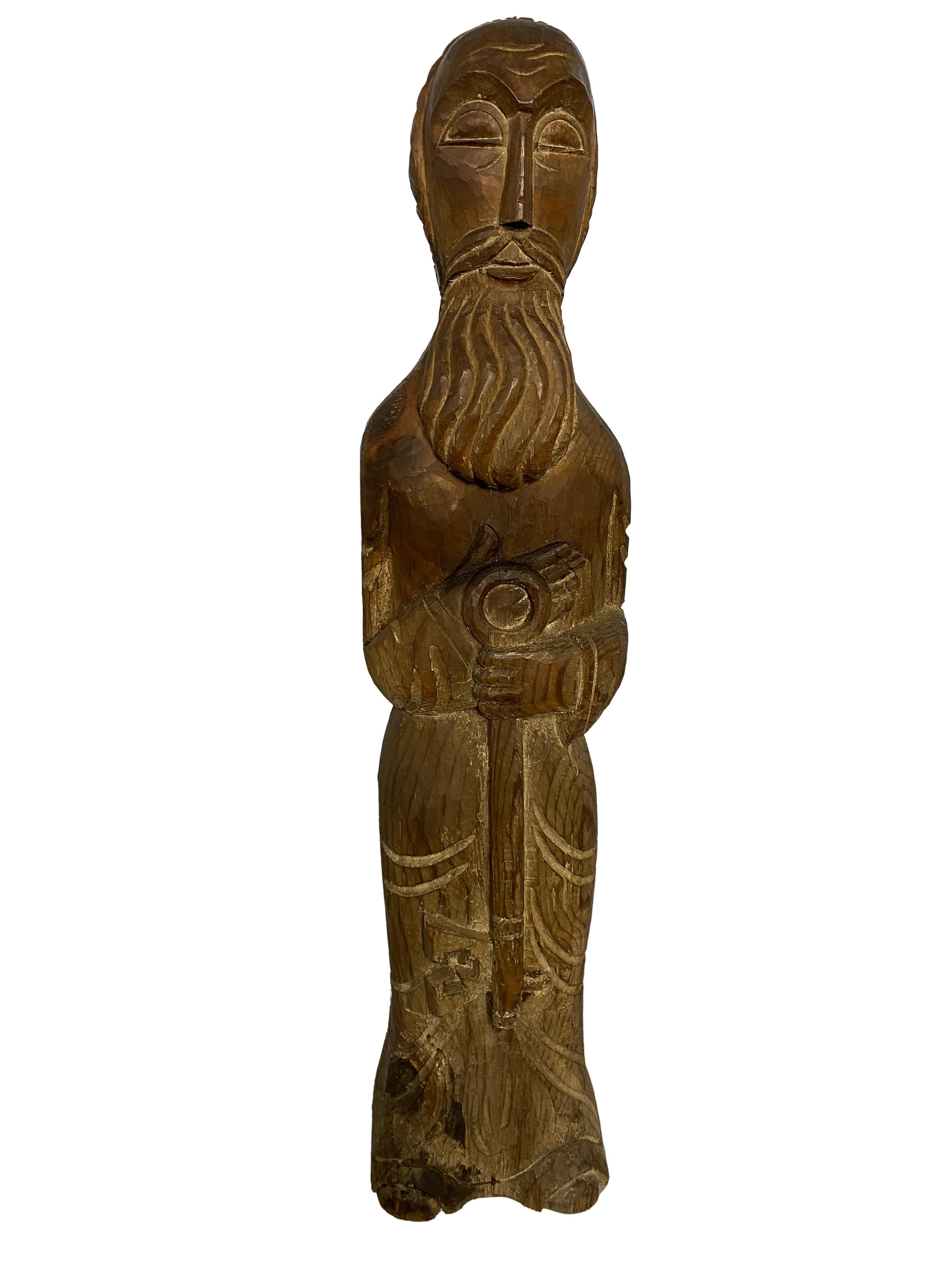 European Wooden Church Figure of Saint Peter, 18th-19th Century For Sale