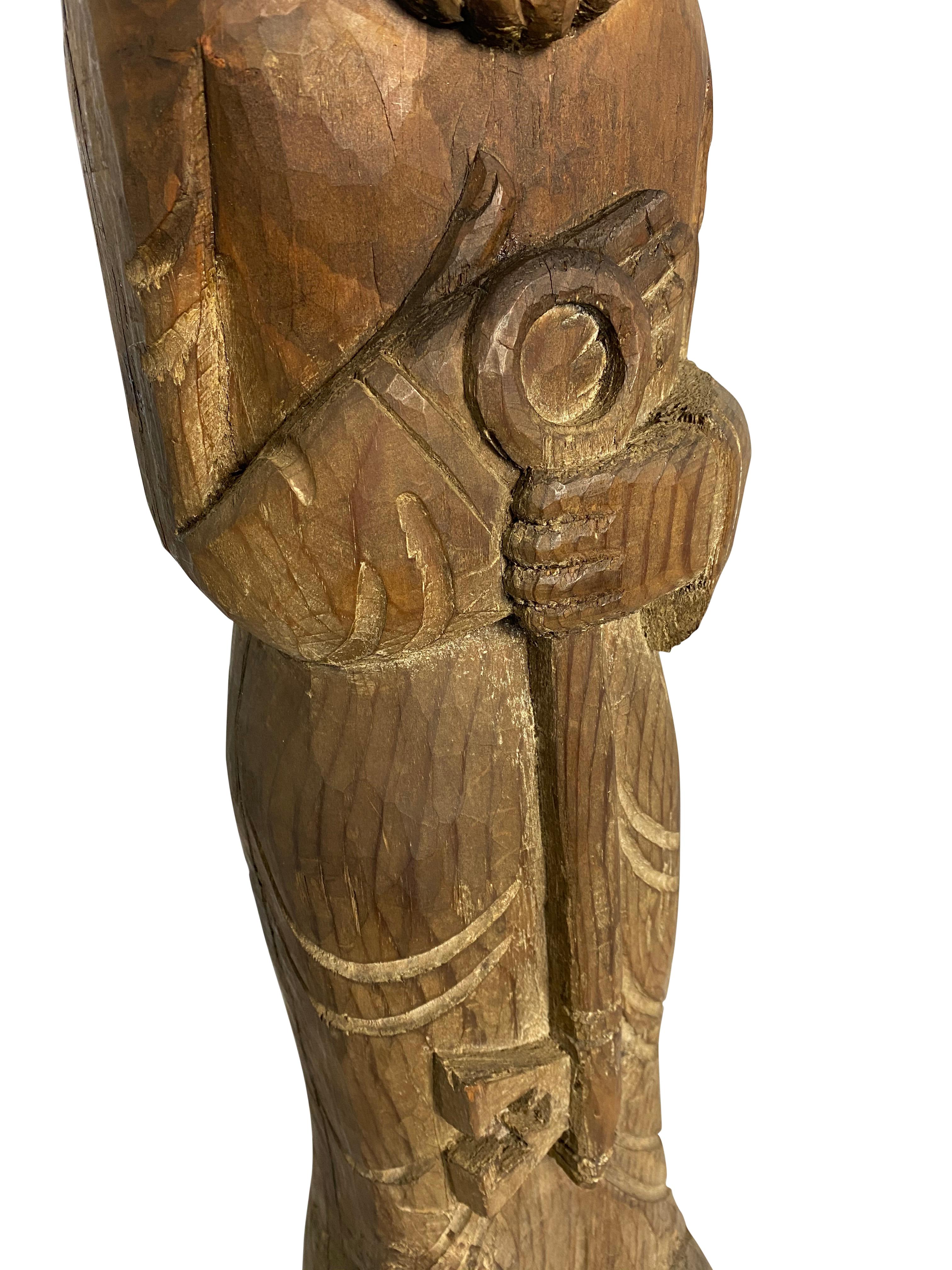 Wooden Church Figure of Saint Peter, 18th-19th Century In Good Condition For Sale In London, GB